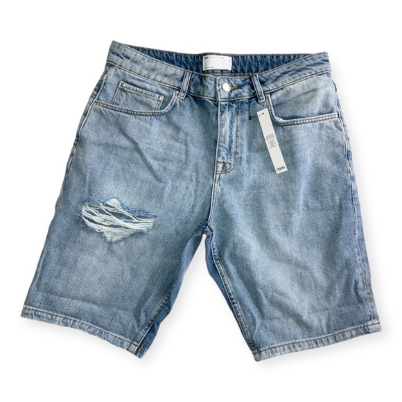 ASOS Design Mens blue slim fit med length jean shorts - Picture 2 of 5